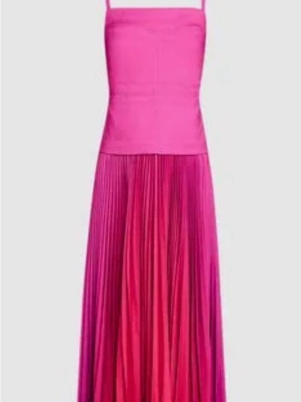 Acler Hot Pink Spaghetti Strap Pleated Maxi Dress